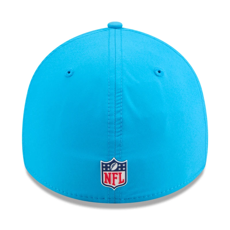 Casquette New Era bleue 39THIRTY Flex des Carolina Panthers 2025 Sideline pour homme