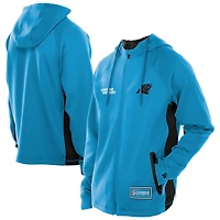 Sweat à capuche entièrement zippé bleu Carolina Panthers Combine Authentic Raglan Scuba pour homme de New Era