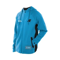 Sweat à capuche entièrement zippé bleu Carolina Panthers Combine Authentic Raglan Scuba pour homme de New Era