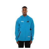 Sweat à capuche entièrement zippé bleu Carolina Panthers Combine Authentic Raglan Scuba pour homme de New Era