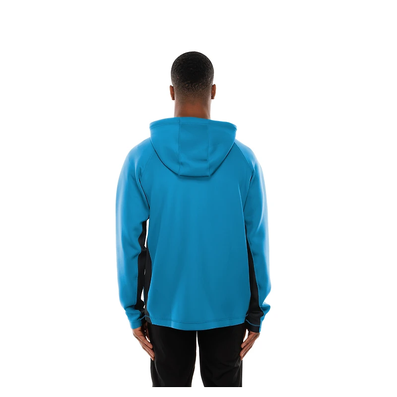Sweat à capuche entièrement zippé bleu Carolina Panthers Combine Authentic Raglan Scuba pour homme de New Era
