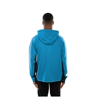 Sweat à capuche entièrement zippé bleu Carolina Panthers Combine Authentic Raglan Scuba pour homme de New Era