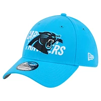Casquette extensible 39THIRTY bleue New Era pour homme avec logo superposé des Carolina Panthers
