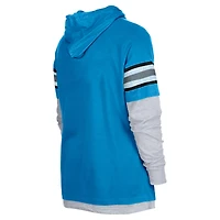 Men's New Era Blue Carolina Panthers Twofer Long Sleeve Hooded T-Shirt