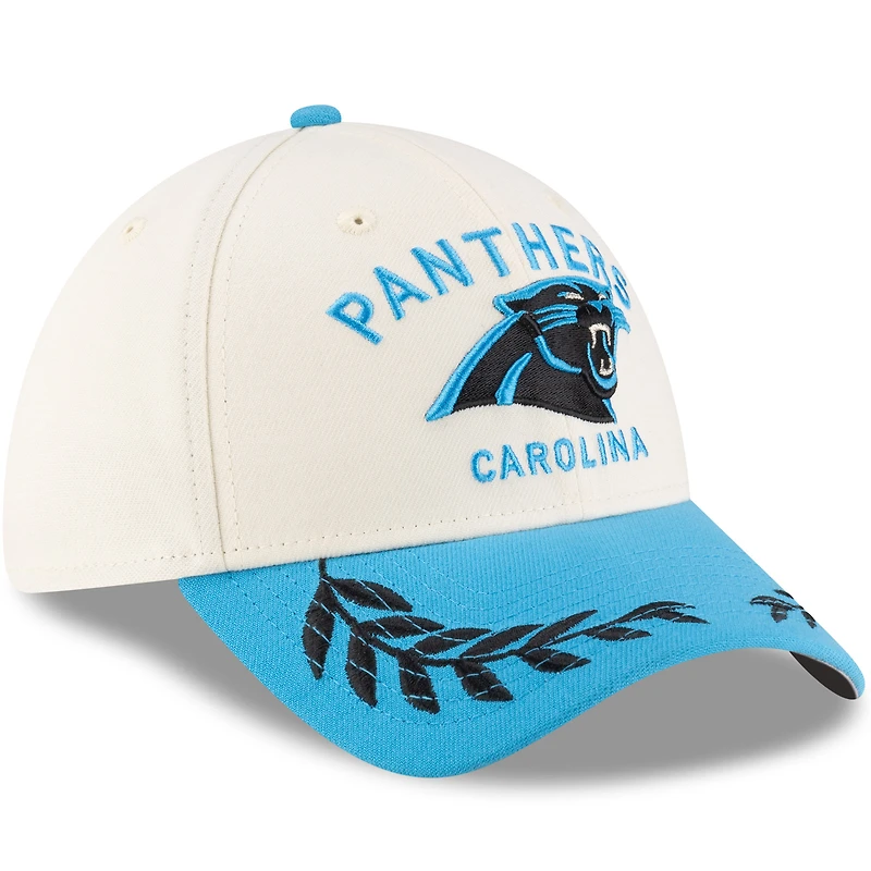 Casquette New Era 39THIRTY Flex crème/bleue Carolina Panthers 2025 NFL Draft pour homme