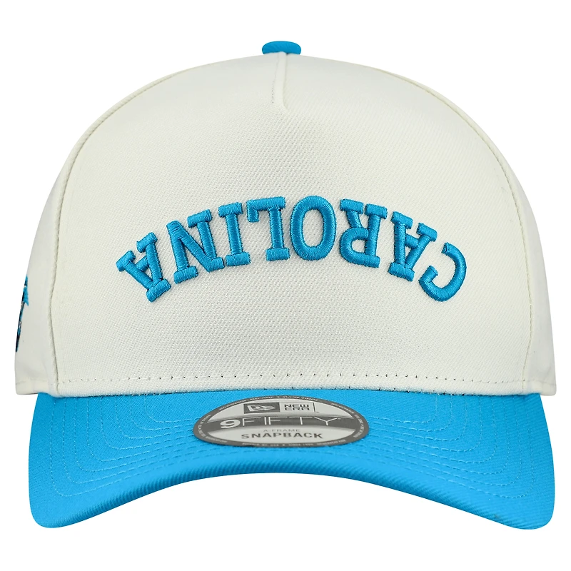 Casquette snapback New Era crème Carolina Panthers pour homme, modèle Upside Down 9FIFTY.