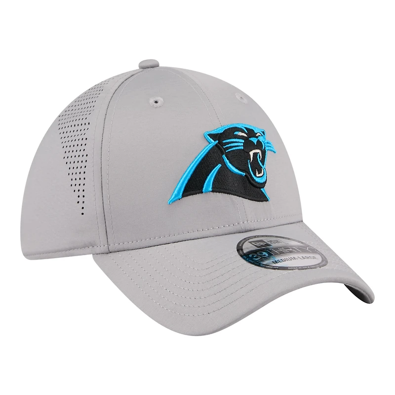 Men's New Era  Gray Carolina Panthers Perforated 39THIRTY Flex Hat