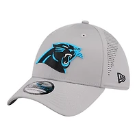 Men's New Era  Gray Carolina Panthers Perforated 39THIRTY Flex Hat