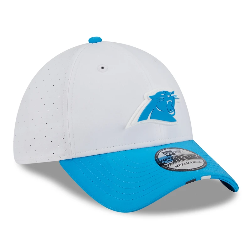 Men's New Era  White/Blue Carolina Panthers 2025 NFL Training Camp 39THIRTY Flex Hat
