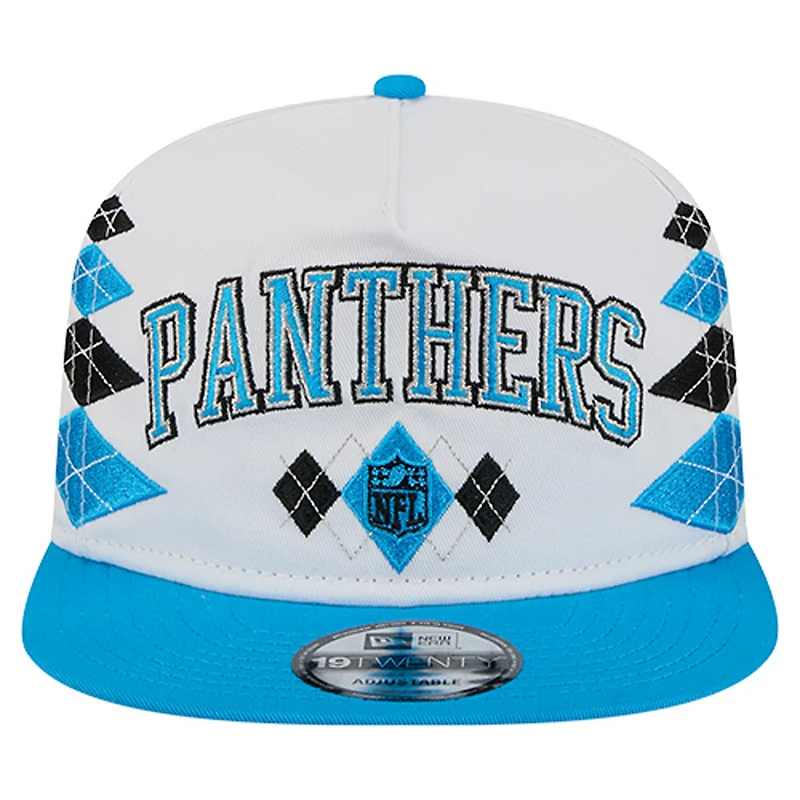 Casquette ajustable New Era blanche Carolina Panthers Argyle 19TWENTY pour homme