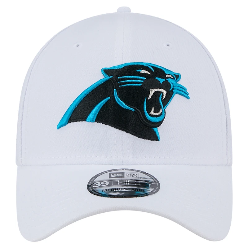 Casquette New Era blanche Carolina Panthers Main 39THIRTY Flex pour homme