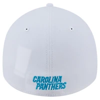 Casquette New Era blanche Carolina Panthers Main 39THIRTY Flex pour homme
