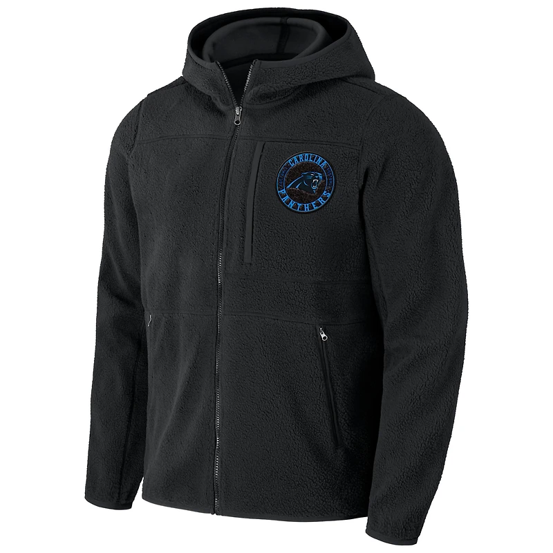Sweat à capuche zippé en sherpa noir Carolina Panthers pour homme de la collection NFL x Darius Rucker par Fanatics