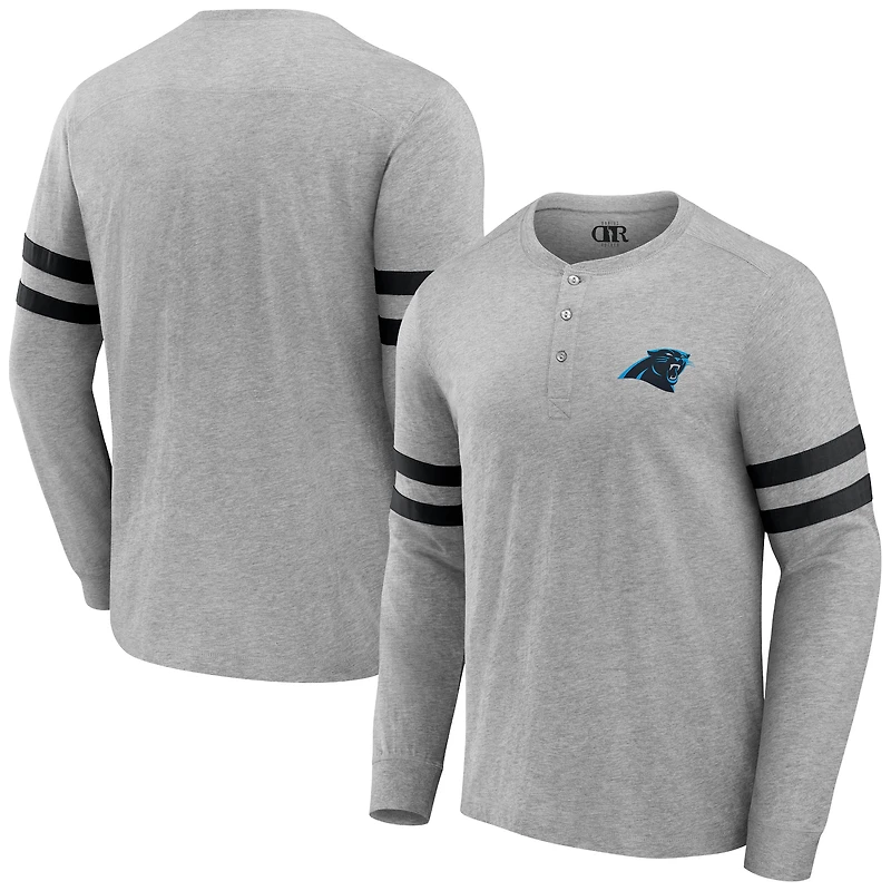 Collection NFL x Darius Rucker pour hommes par Fanatics T-shirt à manches longues Henley des Carolina Panthers gris chiné