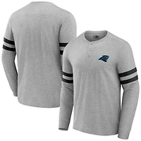 Collection NFL x Darius Rucker pour hommes par Fanatics T-shirt à manches longues Henley des Carolina Panthers gris chiné