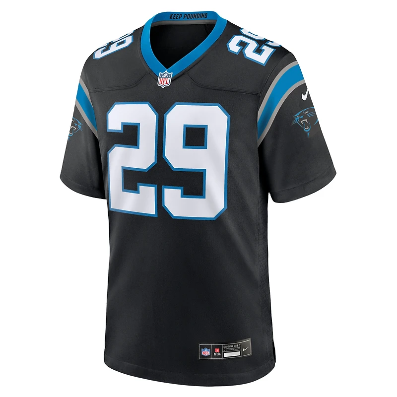 Men's Nike Akayleb Evans  Black Carolina Panthers Team Game Jersey