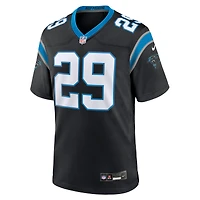Men's Nike Akayleb Evans  Black Carolina Panthers Team Game Jersey