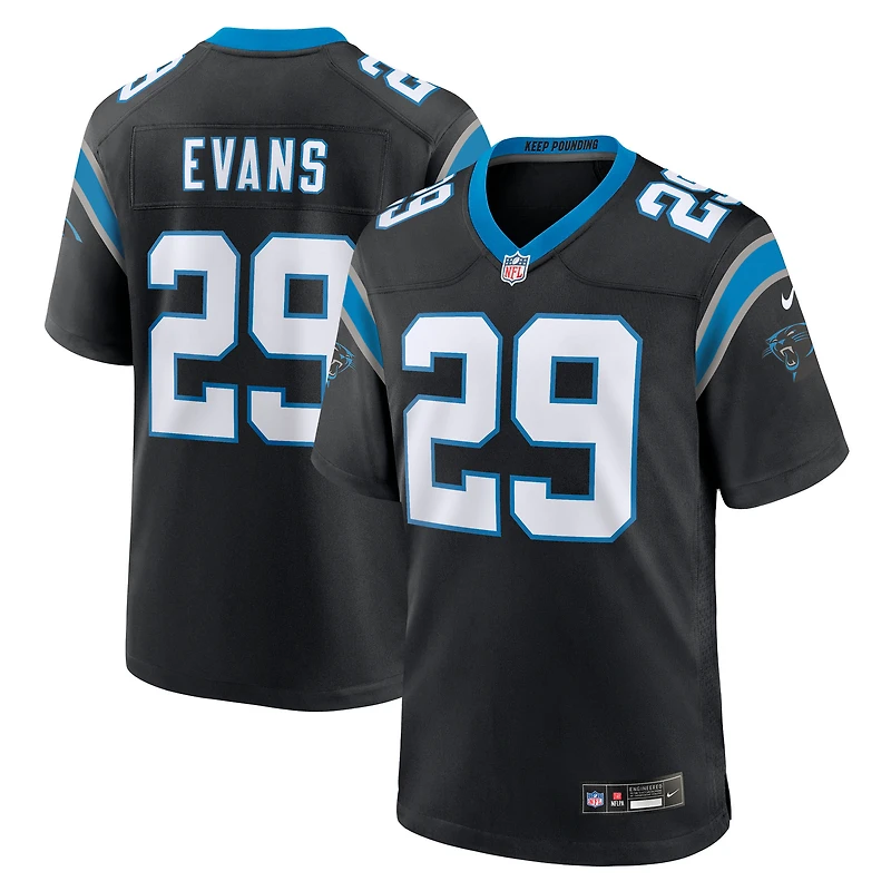 Maillot Nike Akayleb Evans noir pour homme, équipe des Carolina Panthers