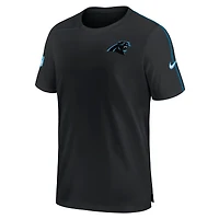 T-shirt Nike noir Carolina Panthers 2024 Sideline Coach UV Performance pour homme