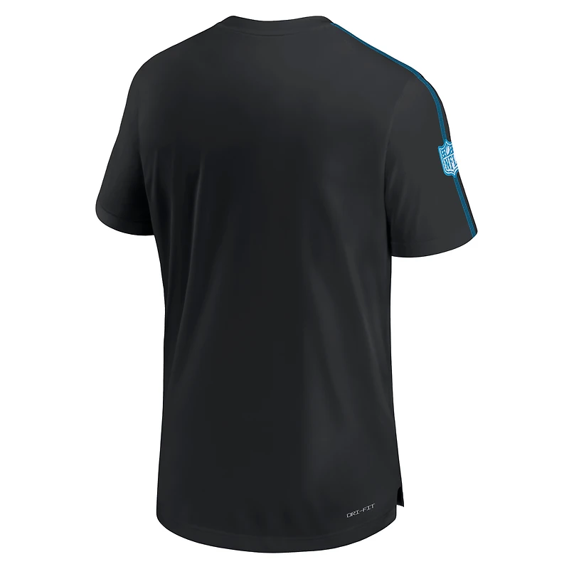 T-shirt Nike noir Carolina Panthers 2024 Sideline Coach UV Performance pour homme