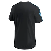 T-shirt Nike noir Carolina Panthers 2024 Sideline Coach UV Performance pour homme