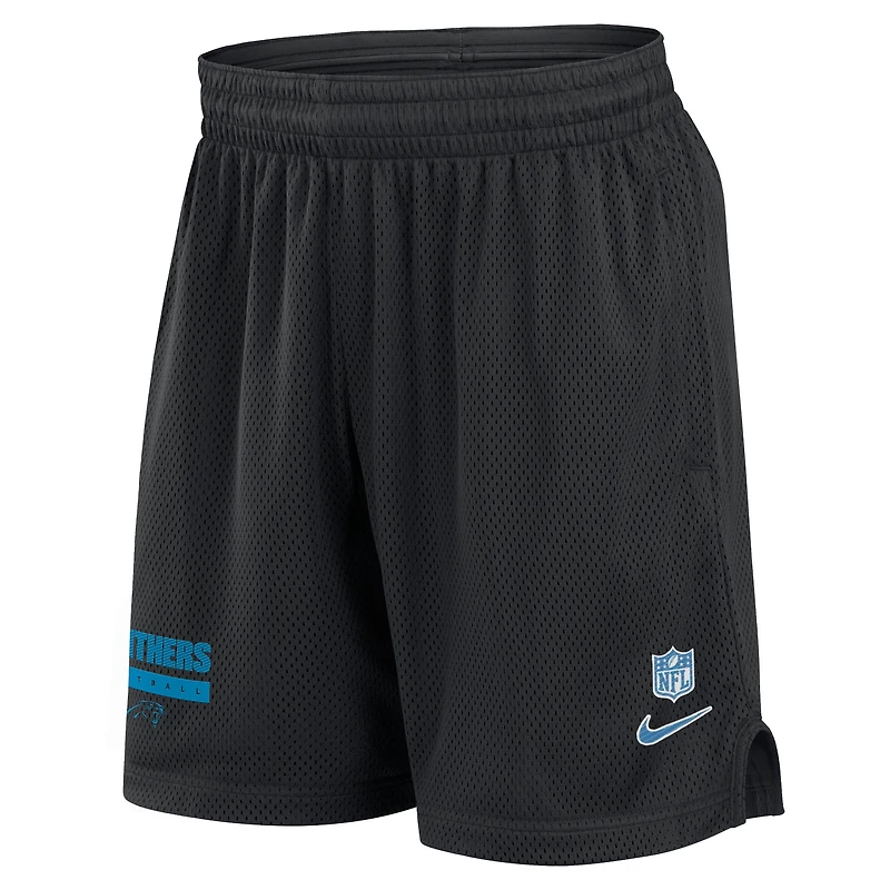 Short Nike noir Carolina Panthers 2024 Sideline Performance en maille pour homme
