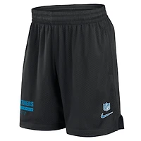 Short Nike noir Carolina Panthers 2024 Sideline Performance en maille pour homme