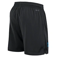 Short Nike noir Carolina Panthers 2024 Sideline Performance en maille pour homme