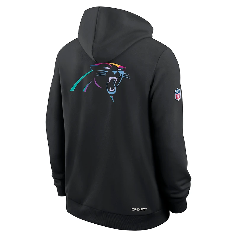 Sweat à capuche Nike noir Carolina Panthers 2025 NFL Crucial Catch Sideline Standard Issue Dri-FIT pour homme