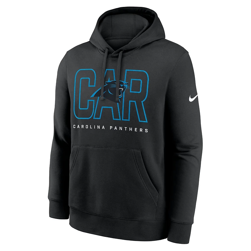 Sweat à capuche en polaire Nike Black Carolina Panthers Busted Play Club pour homme