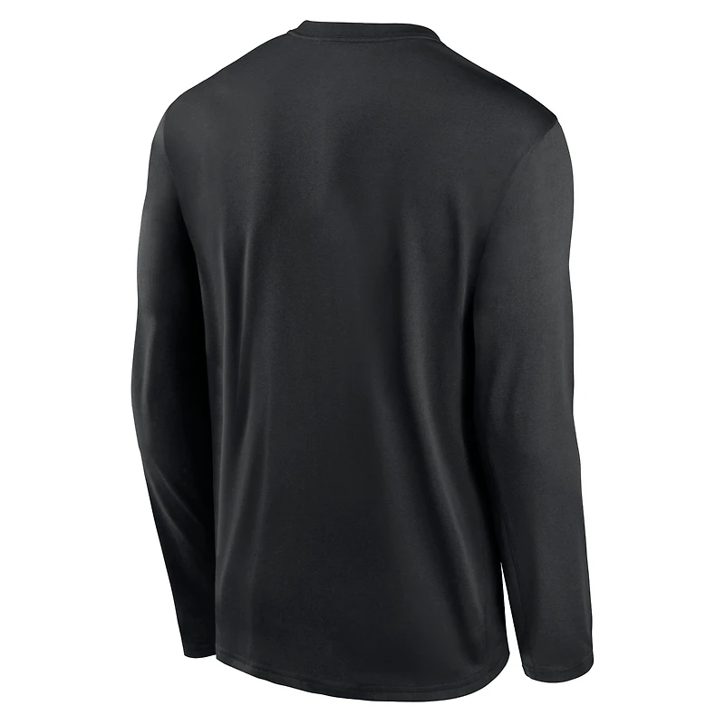 T-shirt Nike noir à manches longues pour homme, Icon Legend Performance des Carolina Panthers