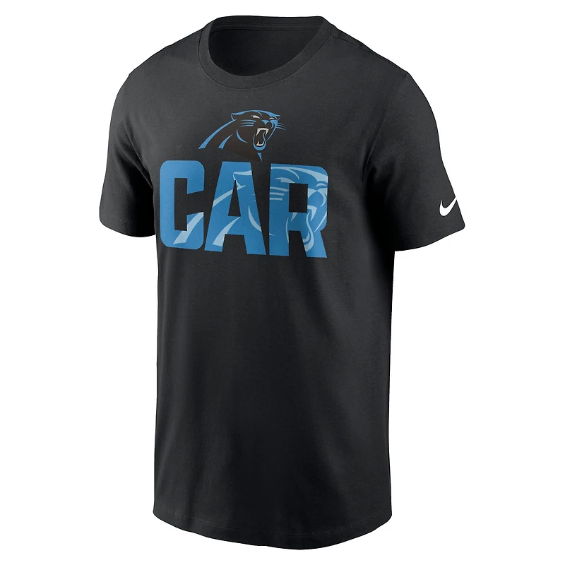 T-shirt essentiel local Nike noir des Panthers de la Caroline pour hommes