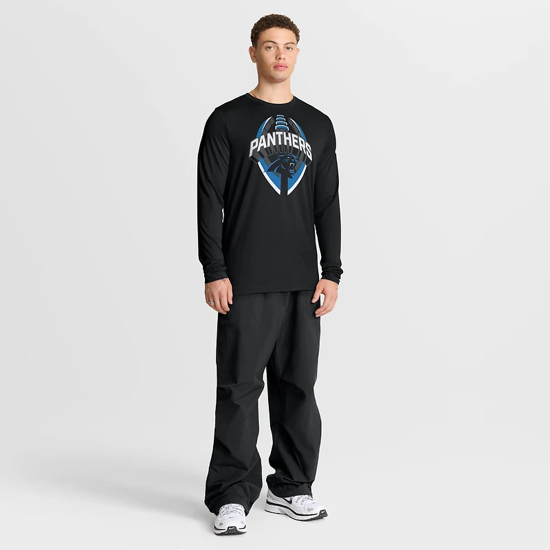 T-shirt Nike noir à manches longues pour homme, modèle Primetime Legend Icon Performance des Carolina Panthers