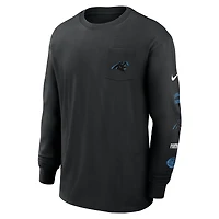 Men's Nike Black Carolina Panthers Rewind Heavy Max90 Pocket Long Sleeve T-Shirt