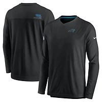 T-shirt à col en V manches longues et pour homme Nike Black Carolina Panthers Sideline Coach Chevron Lock Up