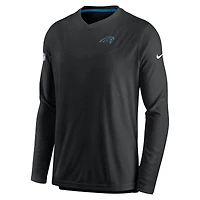 T-shirt à col en V manches longues et pour homme Nike Black Carolina Panthers Sideline Coach Chevron Lock Up