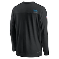 T-shirt à col en V manches longues et pour homme Nike Black Carolina Panthers Sideline Coach Chevron Lock Up
