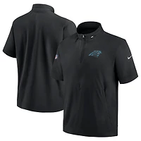 Nike Black Carolina Panthers Sideline Coach Veste à capuche et fermeture éclair quart de manches pour homme