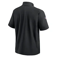 Men's Nike  Black Carolina Panthers Sideline Coach Short Sleeve Hoodie Quarter-Zip Jacket