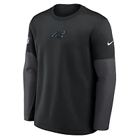 Men's Nike Black Carolina Panthers Sideline Coach Therma-FIT Long Sleeve T-Shirt