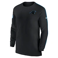 T-shirt à manches longues Nike Black Carolina Panthers Sideline Coach UV Performance pour homme