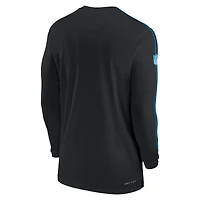 T-shirt à manches longues Nike Black Carolina Panthers Sideline Coach UV Performance pour homme