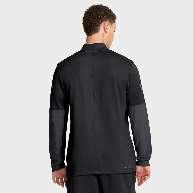 Pull Nike noir à demi-zip pour homme Carolina Panthers Sideline Dri-FIT