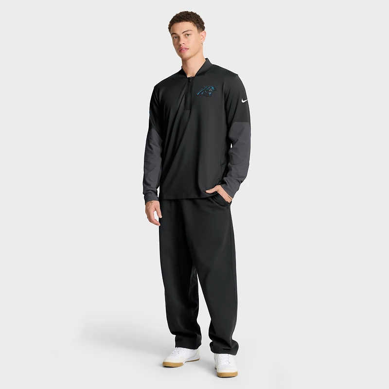 Pull Nike noir à demi-zip pour homme Carolina Panthers Sideline Dri-FIT