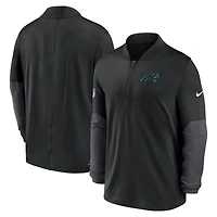 Pull Nike noir à demi-zip pour homme Carolina Panthers Sideline Dri-FIT