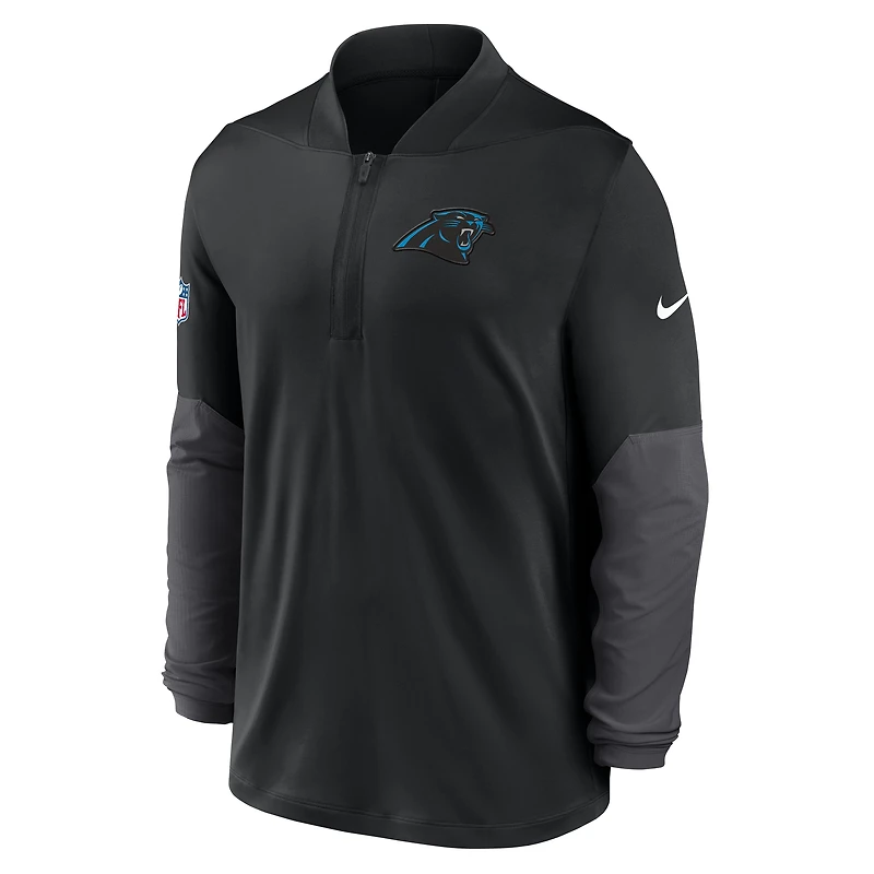 Pull Nike noir à demi-zip pour homme Carolina Panthers Sideline Dri-FIT