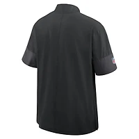 Men's Nike Black Carolina Panthers Sideline Short Sleeve Quarter-Zip Dri-FIT Coach Jacket