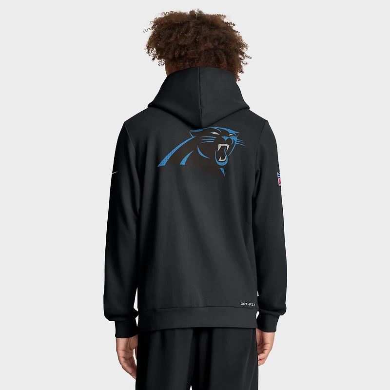 Sweat à capuche Nike noir Carolina Panthers Sideline Utility Player Dri-FIT pour homme avec fermeture éclair intégrale