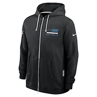 Sweat à capuche Nike noir Carolina Panthers Sideline Utility Player Dri-FIT pour homme avec fermeture éclair intégrale