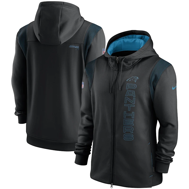 Sweat à capuche entièrement zippé Nike Carolina Panthers Sideline Team Performance pour Homme